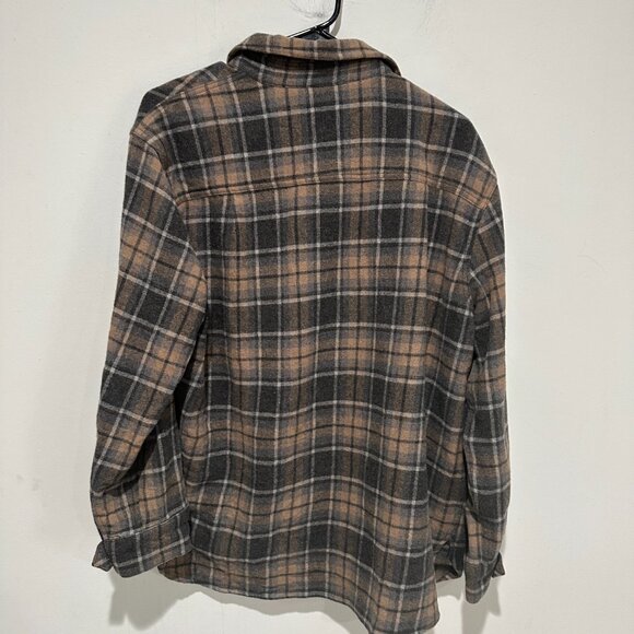 Jenni Kayne O'Keefe Plaid Wool Blend Shacket Flannel Button Up Shirt Size Large - Picture 6 of 7